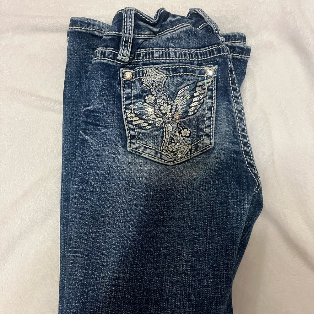 Miss Me Dark Blue Jeans with Silver Accents